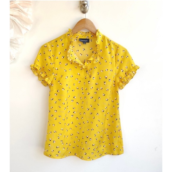 Modcloth Form Of Flattery Yellow Ruffle Top/Blouse - Picture 7 of 8